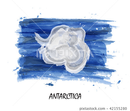 Realistic watercolor painting flag of Antarctica . 42155280