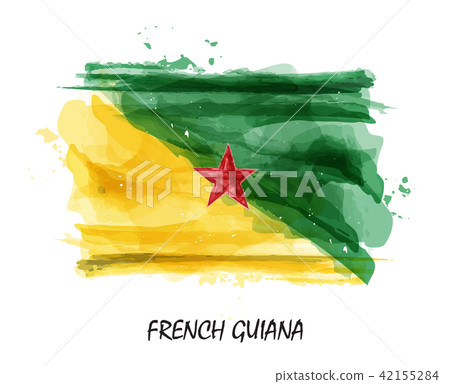 Realistic watercolor painting flag French Guiana Realistic watercolor painting flag French Guiana 42155284