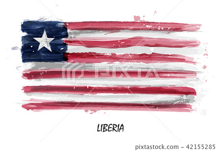 Realistic watercolor painting flag of Liberia . Realistic watercolor painting flag of Liberia . 42155285