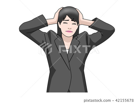 Business Asian women's suit holding a black head Business Asian women's suit holding a black head 42155678