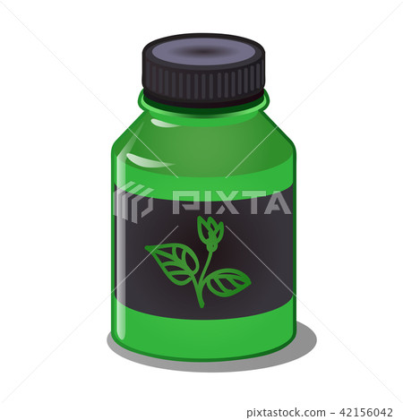 A concentrate of mineral and organic fertilizers in a green plastic bottle isolated on white A concentrate of mineral and organic fertilizers in a green plastic bottle isolated on white 42156042