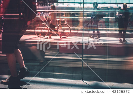 Travel concept, people walking on train station Travel concept, people walking on train station 42156872