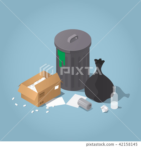 Isometric Unsorted Trash Illustration 42158145
