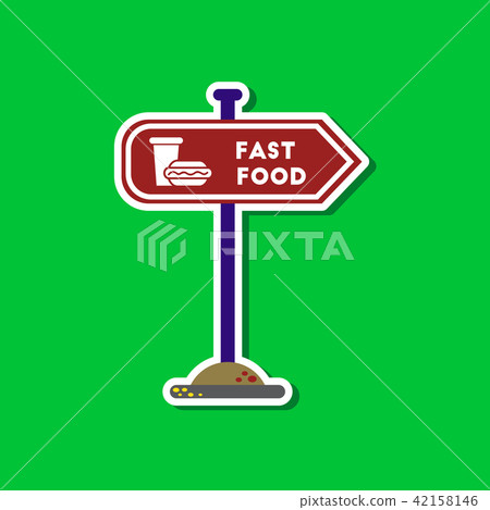 paper sticker on stylish background fast food sign 42158146