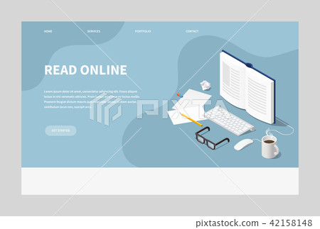 Isometric Online Reading Landing Page Isometric Online Reading Landing Page 42158148
