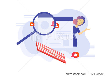 Vector flat illustration: Fact checking Communication via internet, journalist investigation, Vector flat illustration: Fact checking Communication via internet, journalist investigation, 42158585