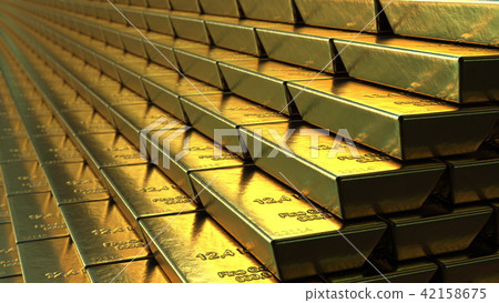 Stairs made of gold bars or bullions, 3D rendering. Success or getting rich concepts 42158675