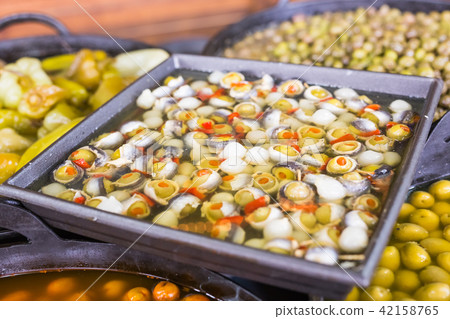 Olives stuffed with fish and anchovies 42158765