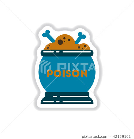 paper sticker on background of potion cauldron 42159101