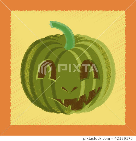 flat shading style icon Halloween pumpkin emotions 42159173