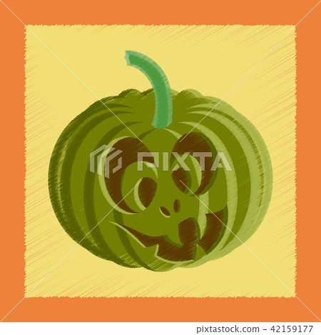 flat shading style icon Halloween pumpkin emotions 42159177