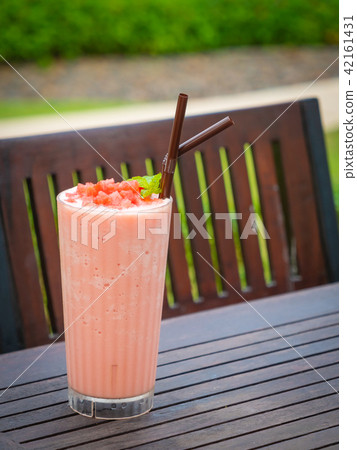 Strawberry smoothies in glass Strawberry smoothies in glass 42161431