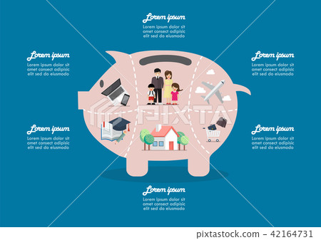 Piggy bank saving money portion for life info Piggy bank saving money portion for life info 42164731