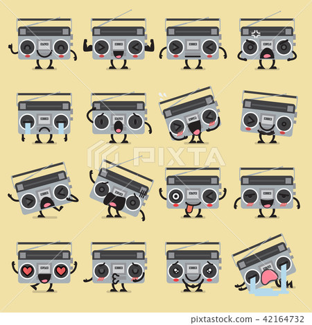 Retro radio character emoji set Retro radio character emoji set 42164732