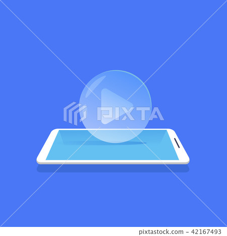 video player icon media streaming mobile application blue background flat video player icon media streaming mobile application blue background flat 42167493