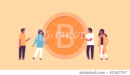 business man woman mining bitcoin crypto currency concept flat horizontal 42167747