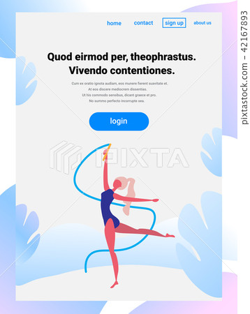 gymnast girl dance blue ribbon character sportswoman activities cartoon isolated healthy lifestyle 42167893