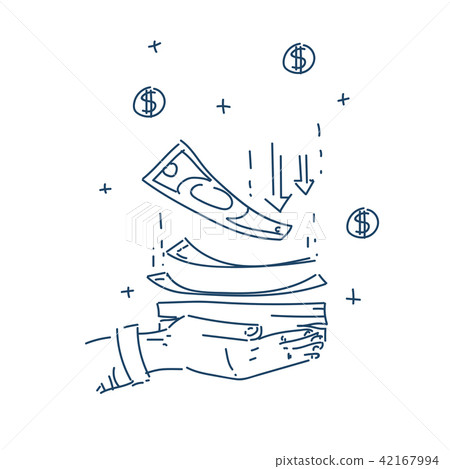 human hand hold dollar banknote money growth wealth concept isolated sketch doodle vector 42167994