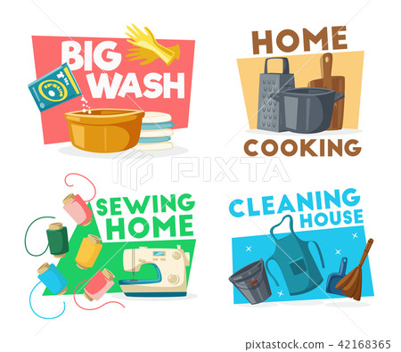 Housework cleaning sewing and cooking vector icons Housework cleaning sewing and cooking vector icons 42168365