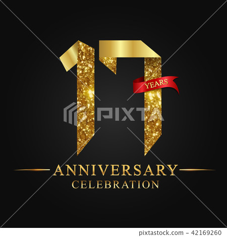 17 years anniversary gold foil. 42169260