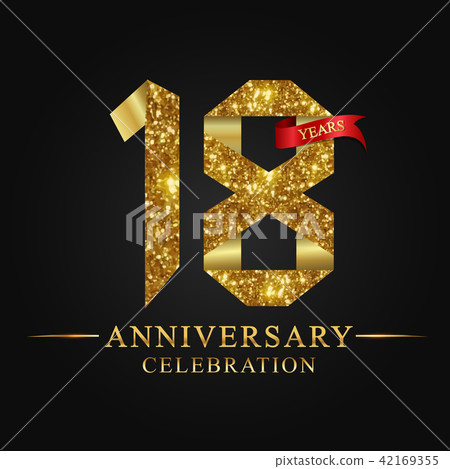 18 years anniversary gold foil. - Stock Illustration [42169355] - PIXTA