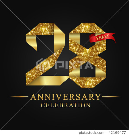 28 years anniversary gold foil. 42169477