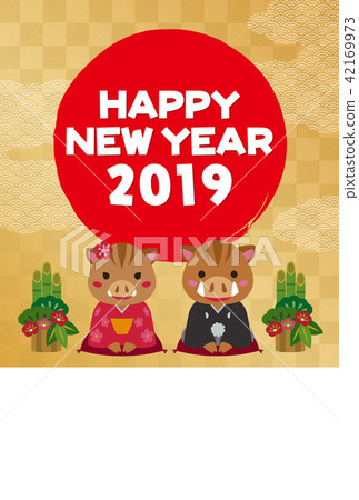 2019年新年賀卡，年份夫婦 42169973