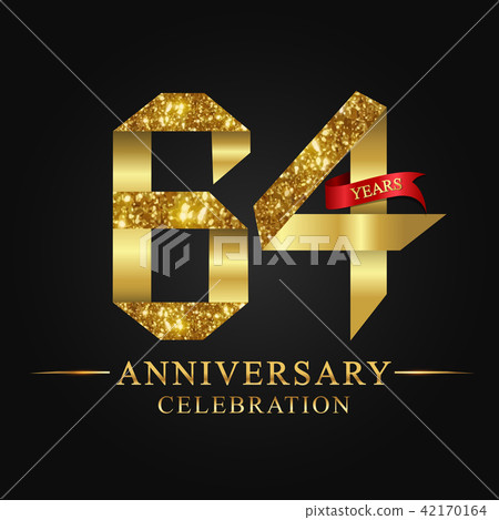 64 years anniversary gold foil. 42170164