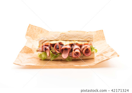 Ham and salad submarine sandwich Ham and salad submarine sandwich 42171324