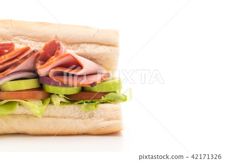 Ham and salad submarine sandwich Ham and salad submarine sandwich 42171326