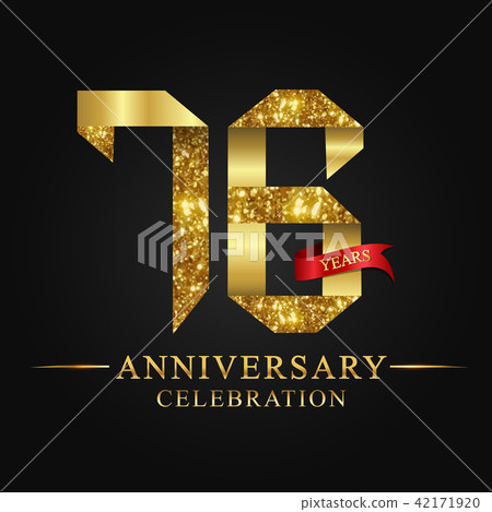 76 years anniversary gold foil. 42171920