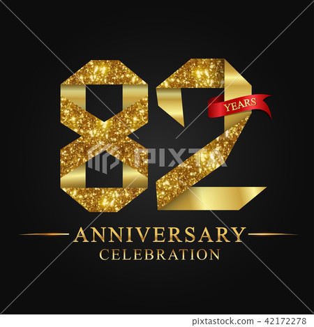 82 years anniversary gold foil. 42172278
