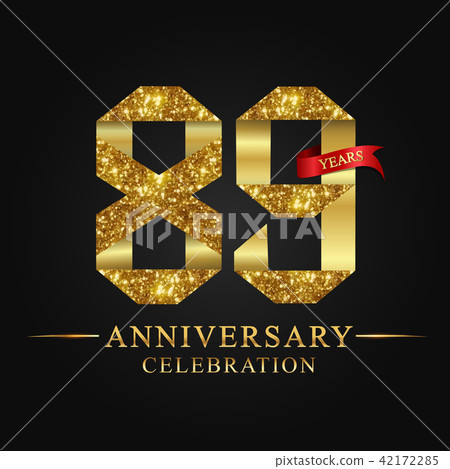 89 years anniversary gold foil. 42172285