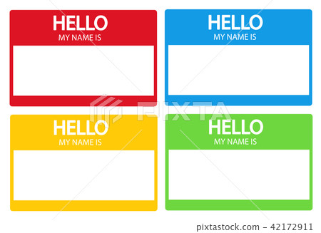 Hello, my name is introduction flat label set Hello, my name is introduction flat label set 42172911