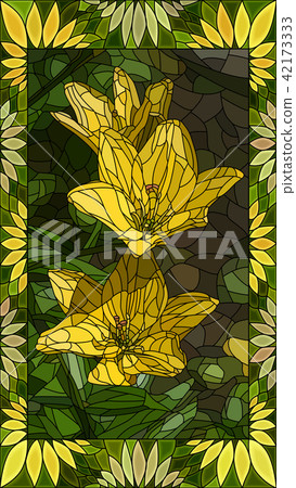 Vector illustration of mosaic yellow lilies. Vector illustration of mosaic yellow lilies. 42173333