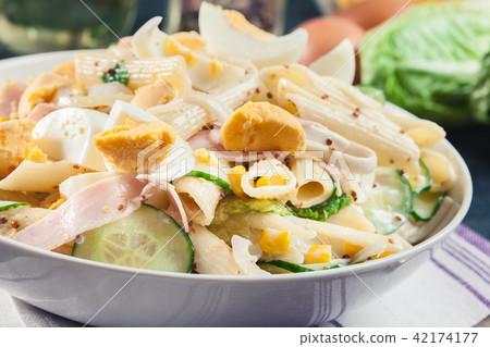 Macaroni salad with ham and other 42174177