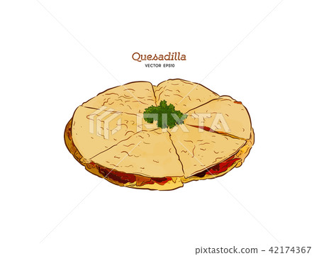 vector hand drawn Quesadilla Mexican food. 42174367