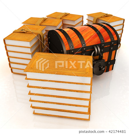 Chest and Books. 3d render Chest and Books. 3d render 42174481