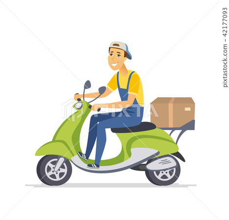 Delivery man - cartoon people characters isolated illustration 42177093