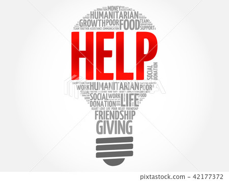 HELP bulb word cloud HELP bulb word cloud 42177372