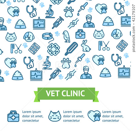 Veterinary Clinic Signs Banner Horizontal Vector Stock