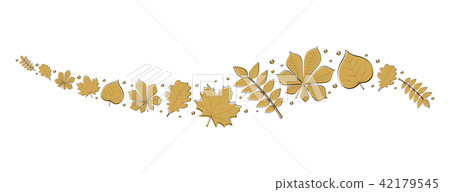 Banner with hand drawn leaves. Vector. 42179545