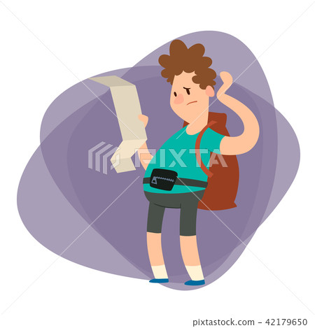 Traveler man people searching right direction on map vector traveling freedom and active character 42179650