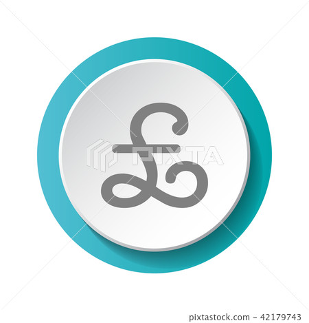 British pound symbol - 3d button. Vector. 42179743
