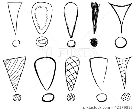 Set of hand drawn exclamation points. Vector. 42179855