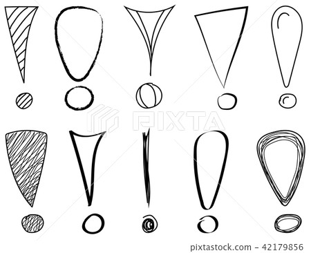 Set of hand drawn exclamation points. Vector. 42179856