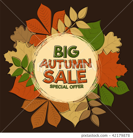 Autumn Sale - poster with leaves. Vector. 42179878