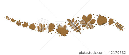 Autumnal leaves - panoramic header. Vector. 42179882