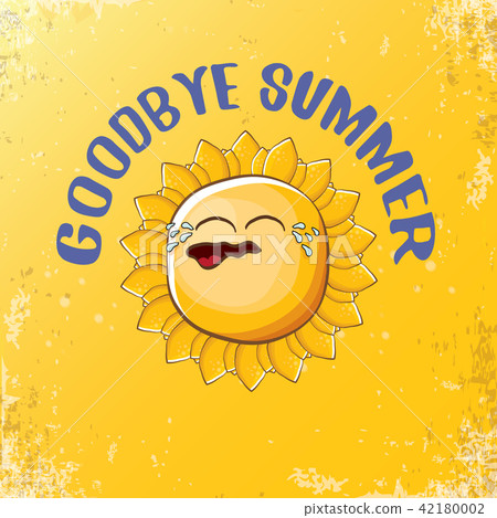 vector goodbye summer vector ccreative concept illustration with crying summer sun character on 42180002