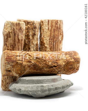 Thanaka wood and Kyauk pyin stone slab on white Thanaka wood and Kyauk pyin stone slab on white 42180161